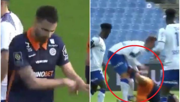 Montpellier, Le Tallec perde la testa: colpo da Kung Fu ai genitali dell’avversario, espulsione e 0-4 per il Reims