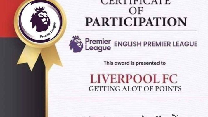 Da Manchester sorridono: al Liverpool un attestato di partecipazione alla Premier League, bravi tanti punti…