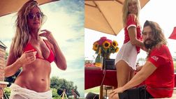 Heidi Klum, che festa a Los Angeles per il triplete del Bayern: pizza e bikini coordinati