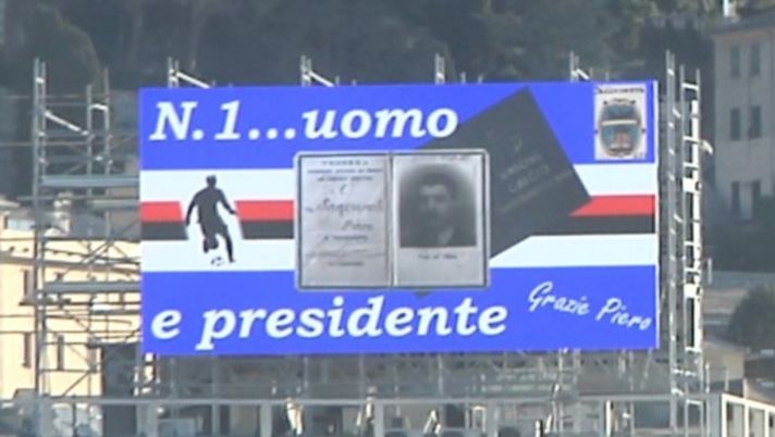 Tempi duri Samp, ma i blucerchiati si aggrappano al fondatore: a Genova il maxischermo in omaggio a Sanguineti